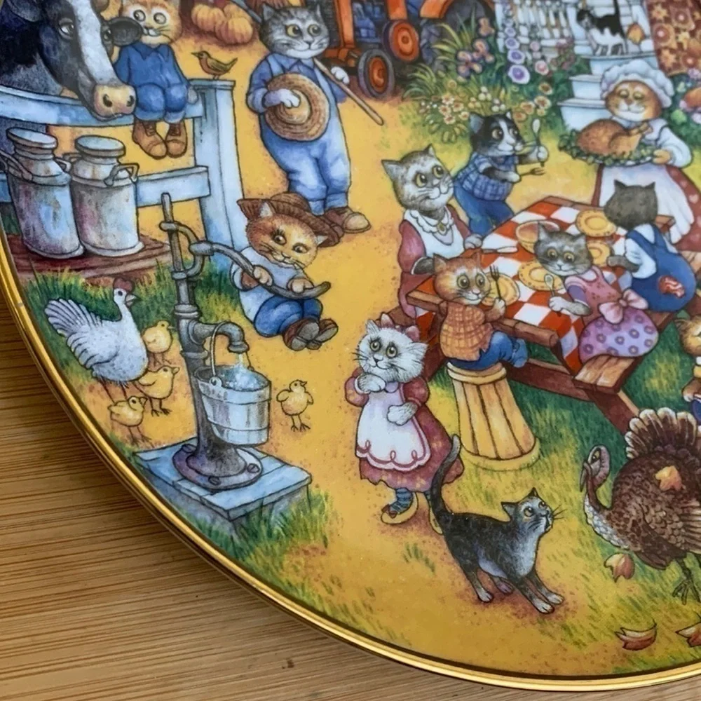 Franklin Mint | A Purrfect Feast Limited Edition Porcelain LD4724 24k Trim Plate
